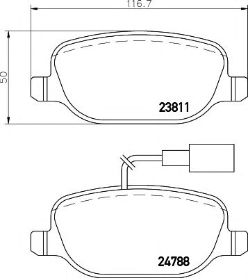 HELLA PAGID 8db355015571 -  Комплект тормозных колодок, дисковый тормоз